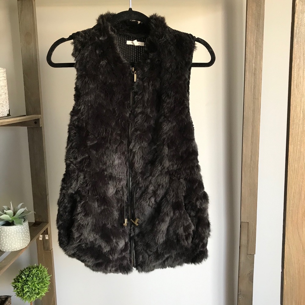 Maurices Black Furry Fuzzy Vest